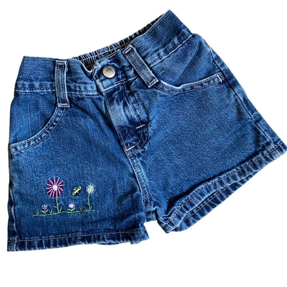Vintage Riders Emboidered Medium Wash Jean Shorts